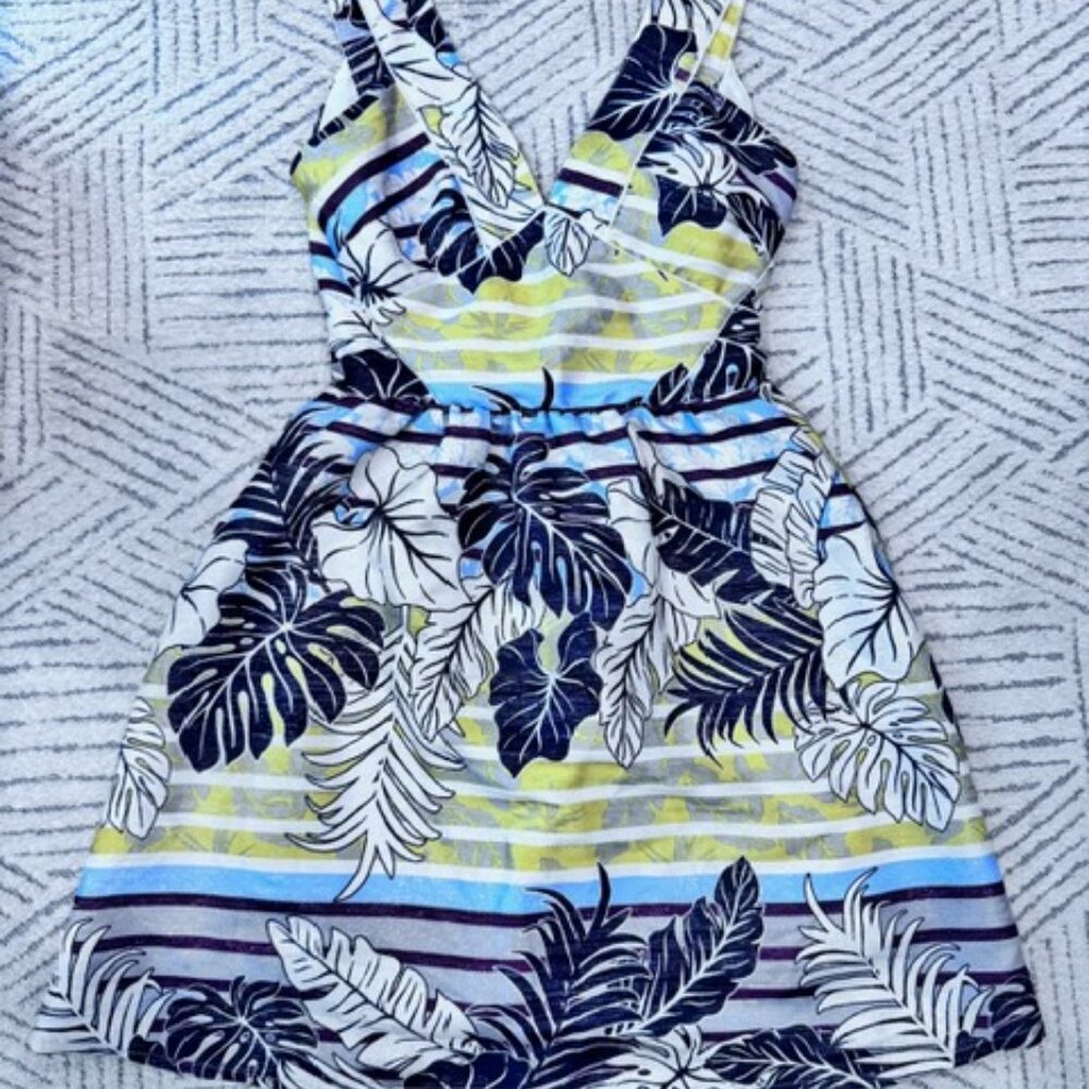 H&M Sparkly Floral Patterned Mini Dress - Size 4